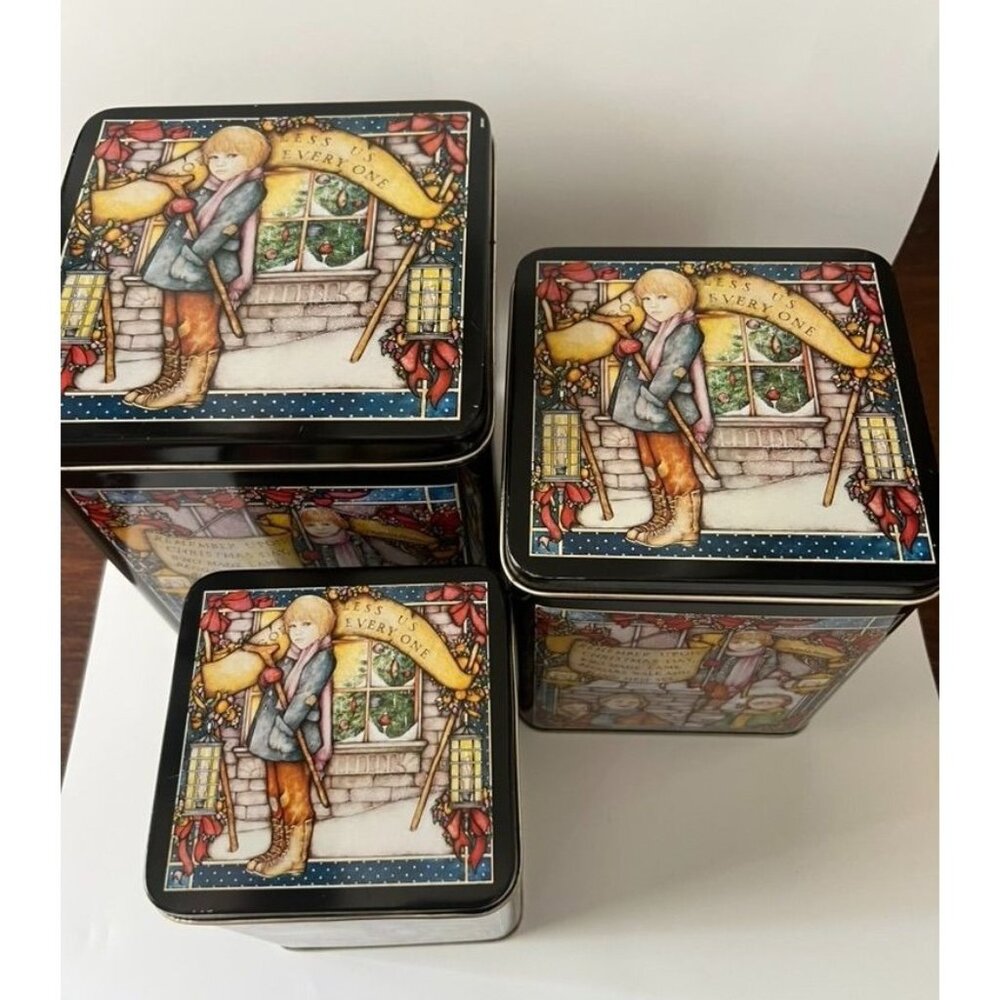 Vintage 1988 Enesco A Christmas Carol Nesting Tins Set of 3 | Dickens Holiday